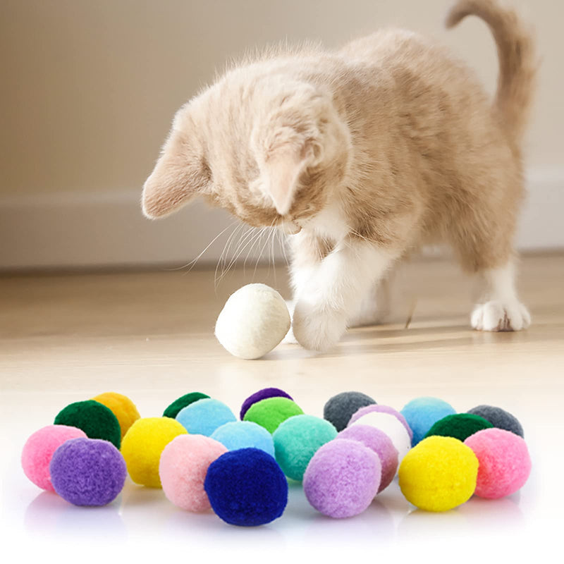 Molain Cat Toy Balls, Soft Cat Balls 1Inch Kitten Pom poms Ball Cat Play Toy Indoor Cats Interactive Pompon Ball Toy 30 Pcs - BeesActive Australia