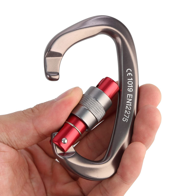 XINDA Screwgate Locking Carabiner Clip - Professional Rock Climbing Carabiner Screw Lock,Heavy Duty Carabiners for Climbing,Mountaineer,Hammock,Camping,Outdoor Equipment 5 pcs Gray - BeesActive Australia