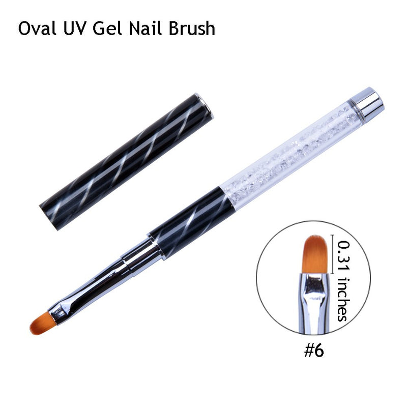 Ycyan 4Pcs UV Gel Nail Brush Set Rhinestone Handle Nylon Brushes Kit Professional Nail Art Tools - BeesActive Australia