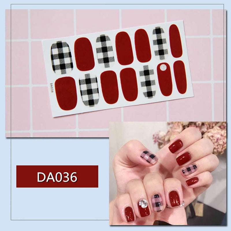 WOKOTO 6 Pieces Full Wraps Nail Polish Stickers Tips Stripe Solid Color Self-Adhesive Nail Decals Manicure Stickers Strips Kits With 1Pcs Nail File - BeesActive Australia