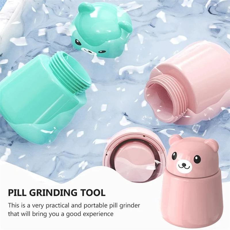 Pill Grinder, Cute Bear Portabl Pill Pulverizer Pill Crusher Medicine Tablet Grinder Container Storage Box (Pink) Pink - BeesActive Australia