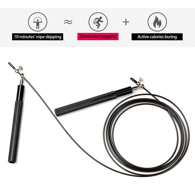Speed Skipping Rope Adjustable Jumping Rope with Aluminium Alloy Handle and Ball Bearing Tangle-Free Exercise Rope for Fat Burning Exercises, Cross Fit Training, Fitness, Exercis Black - BeesActive Australia