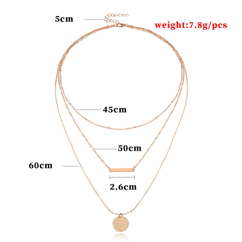 TseanYi Boho Layered Bar Necklace Choker Gold Disc Coin Pendant Necklace Chain Disk Charm Satellite Necklaces Jewelry for Women and Girls (Gold) - BeesActive Australia