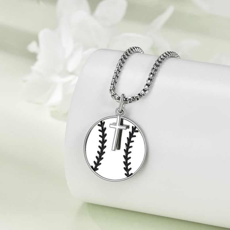 YFN Sport Necklace Sterling Silver Never Give Up I Can Do All Things Pendant Jewelry Sport Gifts for Women Men Boys Girls Baseball with Cross - BeesActive Australia