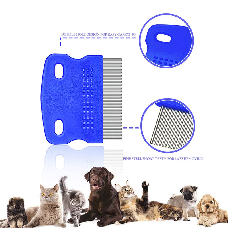 SKYPIA 3 Packs Combs Double sided Pet Combs Grooming Flea Tick Lice Dandruff Removal Fine Tooth Hair Combs for Cats Dogs Puppy (Blue) Blue - BeesActive Australia