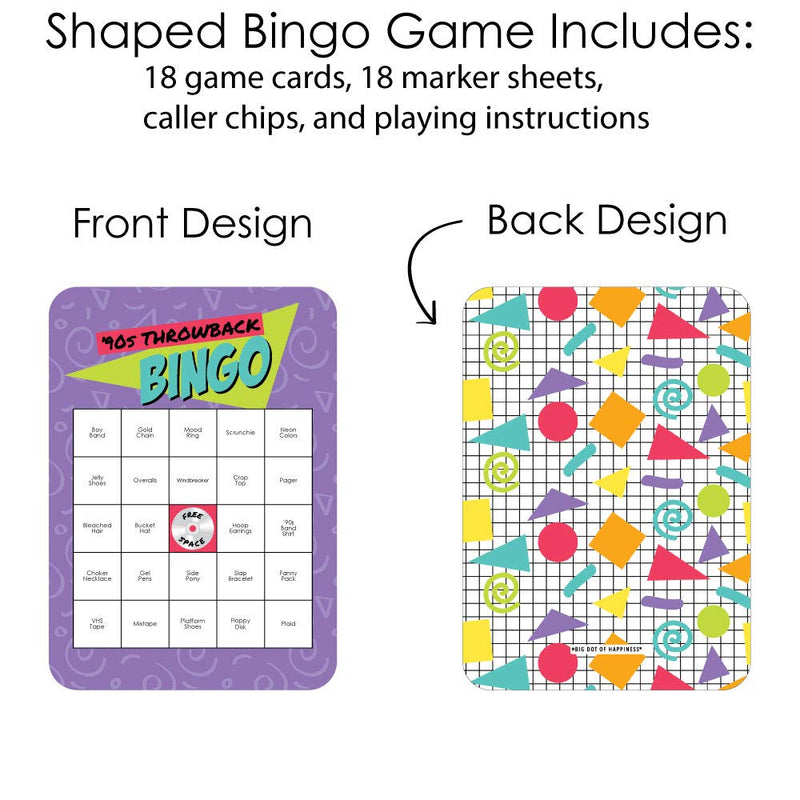 Big Dot of Happiness 90’s Throwback - Bar Bingo Cards and Markers - 1990s Party Bingo Game - Set of 18 - BeesActive Australia
