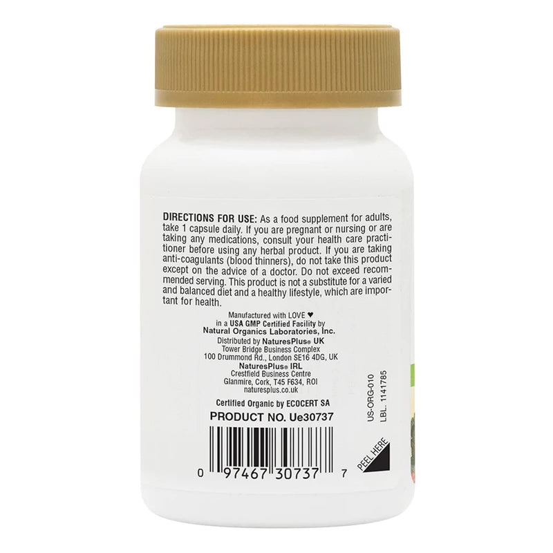NaturesPlus Source of Life Garden Organic Vitamin K2 - 120 mcg Certified Organic Vitamin K2 MK7 (Menaquinone-7) - Vegan, Gluten Free - 60 Capsules - BeesActive Australia