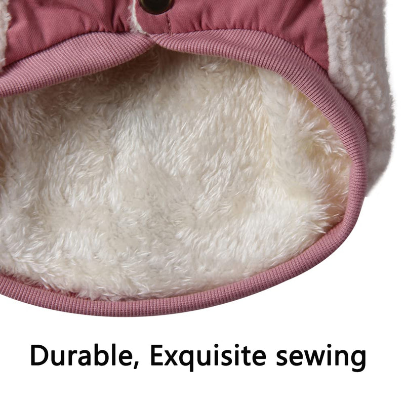 vecomfy V-Collar Dog Coats for Small Dogs Fleece Lining Warm Puppy Jacket for Cold Winter Pink - BeesActive Australia