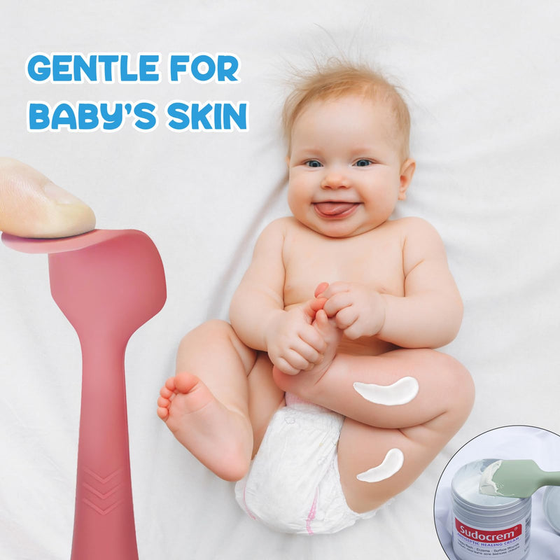 Baby Diaper Cream Spatula, Seeway 3 pack Baby Butt Paste Spatula, Diaper Cream Applicator, Silicone Butt Spatula for Newborn Babies (dark pink, green, brown) red+brown+green - BeesActive Australia
