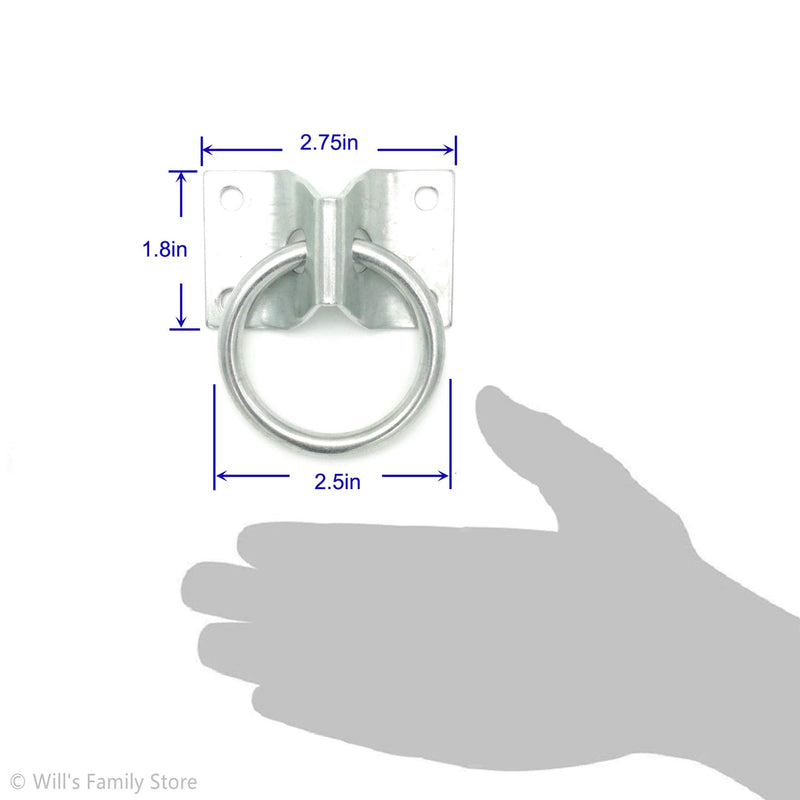 Will's Family Store 2 inch Wall Mount Horse Tie Ring Through Plate Zinc Plated 2 pieces - BeesActive Australia