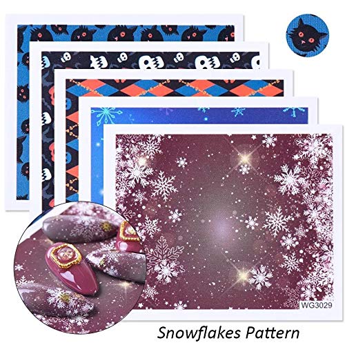 NAIL ANGEL 45 Sheets Nail Art Water Decals Water Transfer Sticker Snowflake Prints Abstract Art Design Different Pattern Decals for fingernail and toenail Manicure (45sheets) 10081 - BeesActive Australia