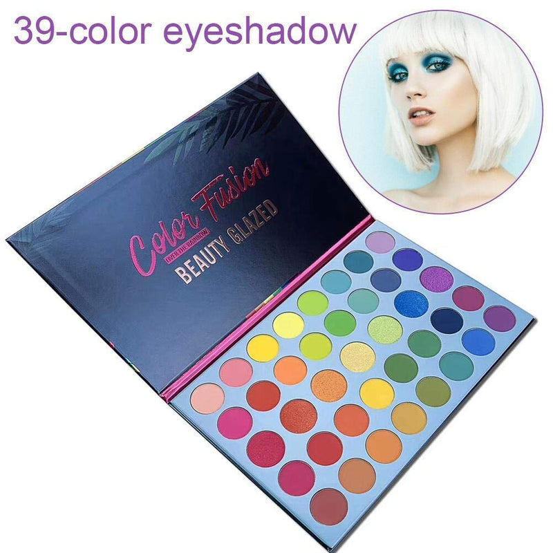 39 Pop Colors Eyeshadow Palette Matte Shimmer Eyeshadow Pigmented Colorful Long Lasting Waterproof Makeup Palette Blending Metallic Natural Makeup Eyeshadow Cosmetics - BeesActive Australia