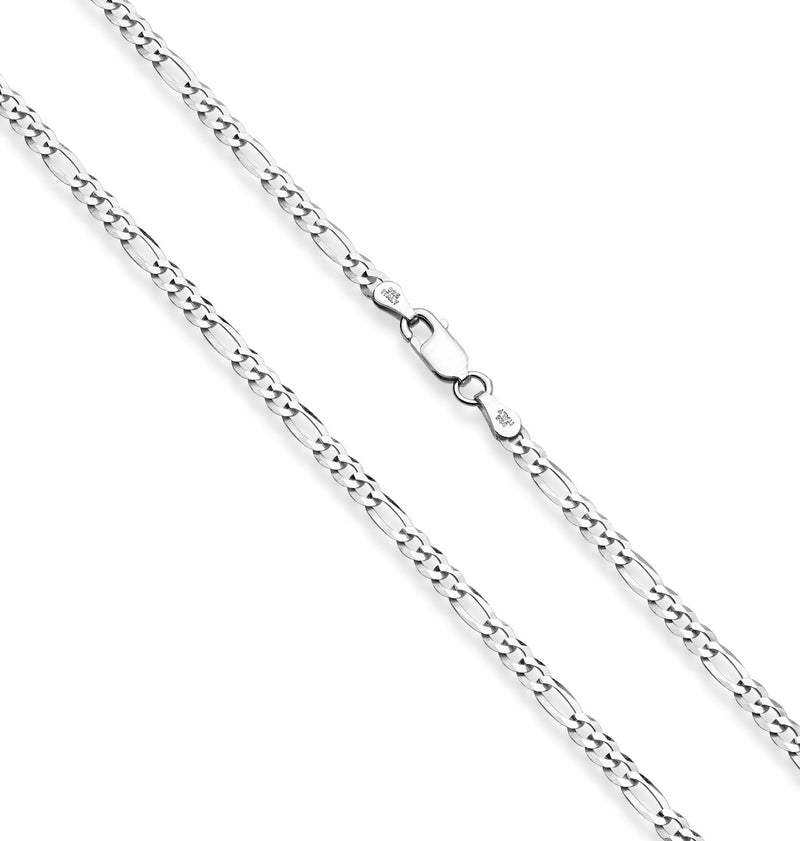 Miabella 925 Sterling Silver Italian 3mm Diamond-Cut Figaro Link Chain Necklace for Women Men, Made in Italy Length 30 Inches - BeesActive Australia