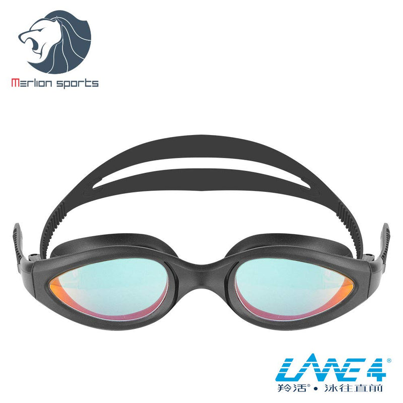 [AUSTRALIA] - LANE4 Swim Goggle - Mirrored Anti-Fog Coated Curved Lenses with UV Protection, One-Piece Frame Soft Seals, Easy Adjusting Comfortable Leak Proof, Performance & Fitness for Adults Men Women IE-94310 Red Mirror 