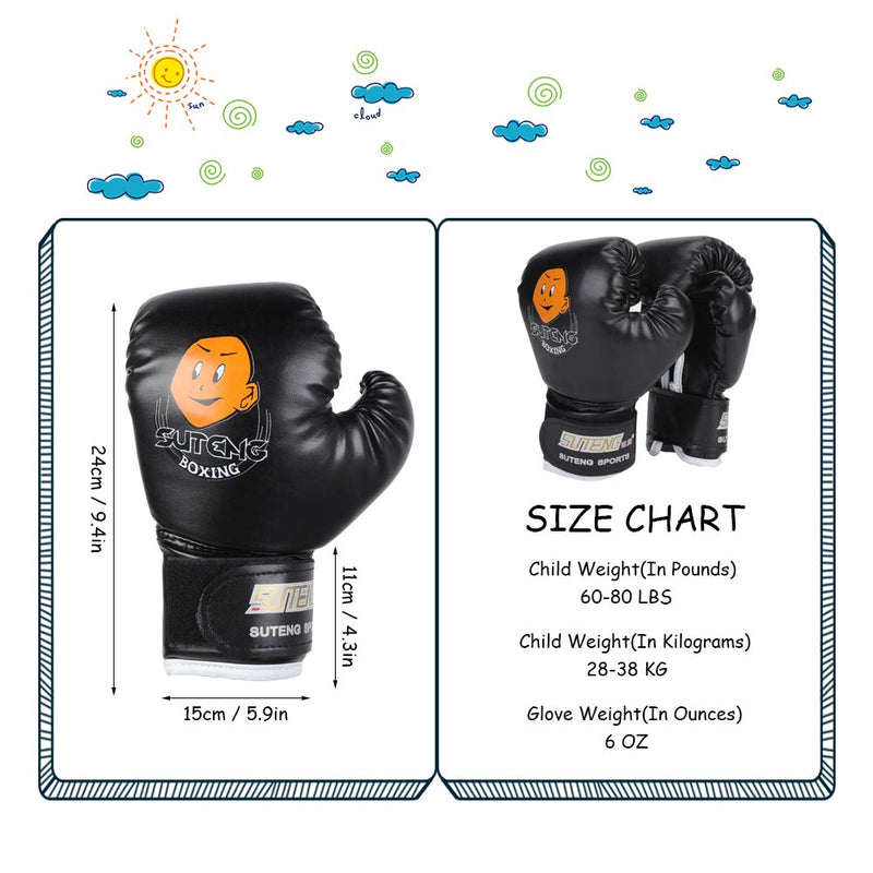 [AUSTRALIA] - VGEBY Kids Boxing Gloves,Youth Sparring Punching Training Gloves for Age 3-12 Years (Color : Black) 