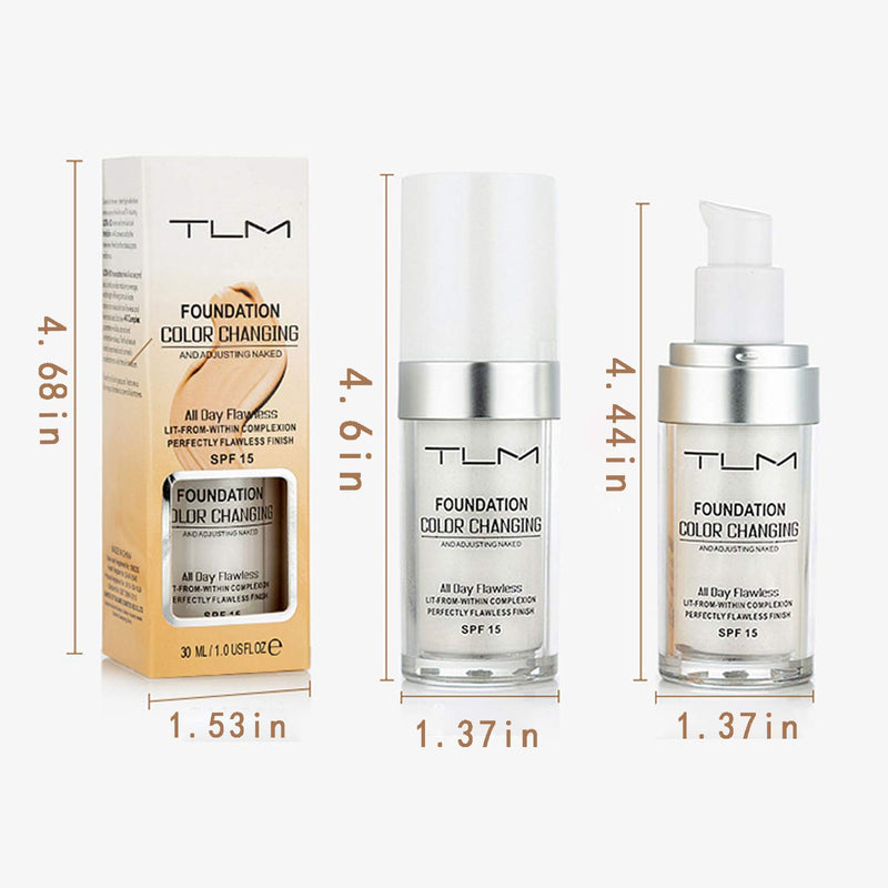30ml TLM Concealer Cover Cream Flawless Colour Changing Foundation Makeup Base Nude Face Liquid Cover Concealer Changing Warm Skin Tone Moisturizing Cover for women&girls(2pcs) - BeesActive Australia