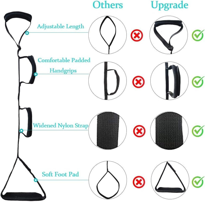 Fanwer 35-44 Inch Long Leg Lifter Strap - Multi-Loop Adjustable, Padded Handgrips & Soft Foot Pad, Hip & Knee Replacement Surgery, Rigid Foot Loop & Hand Grip, Mobility Aids for Wheelchair, Car, Bed 1 Count (Pack of 1) - BeesActive Australia