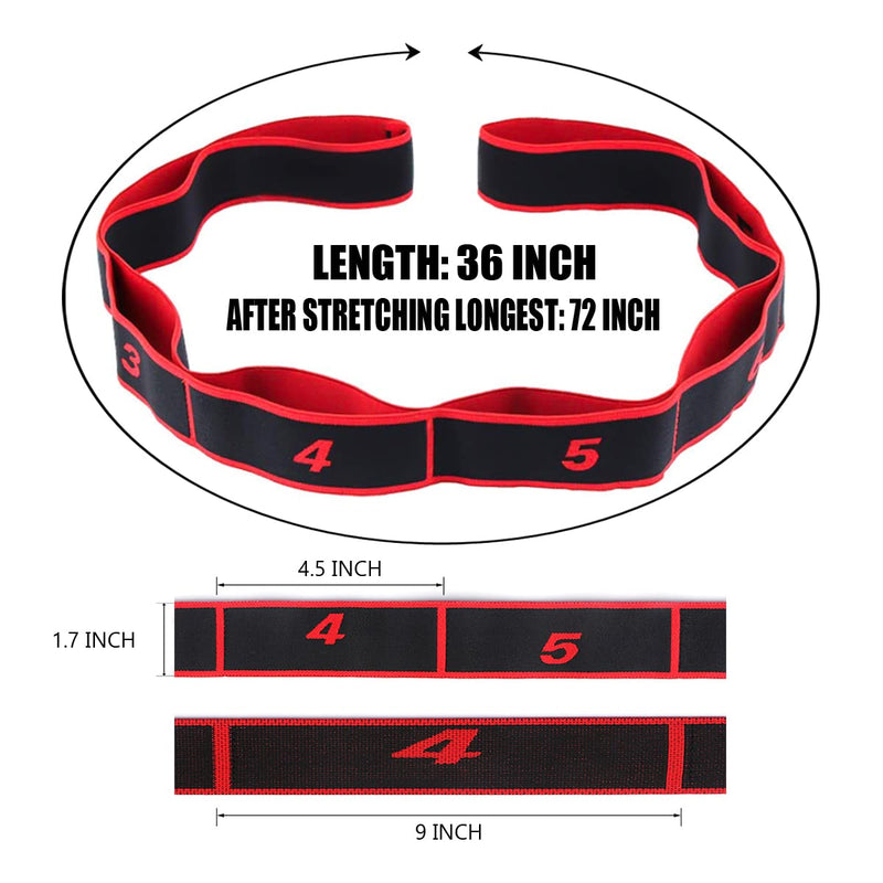 Yoga Elastic Bands Stretch Resistance Band (2 Pieces) - 8 Independent Rings Elastic Bands for Yoga, Physiotherapy, Pilates, Dance, Gymnastics, Etc Red,pink - BeesActive Australia