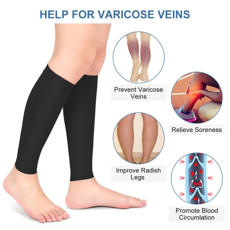 Yosoo Health Gear Graduated Calf Compression Sleeves, Medical Footless Compression Socks Men Women Shin Splints Leg Brace 20-30mmHg with Graduated Pressure for Swelling Varicose Veins Calf (Black-XL) - BeesActive Australia