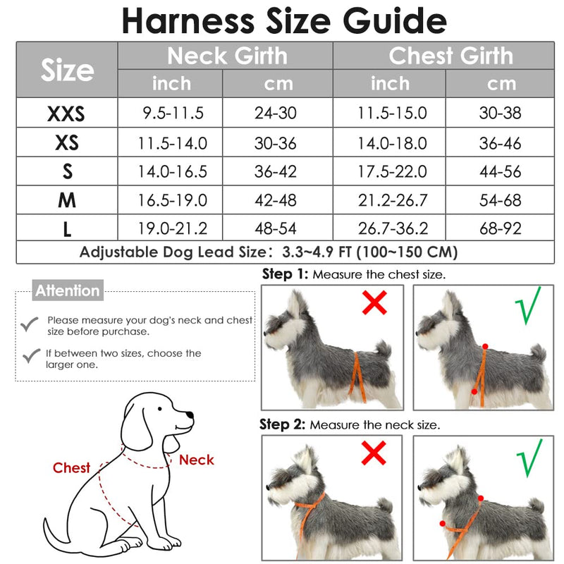 Lukovee Walking Dog Harness and Leash, Heavy Duty Adjustable Puppy Harness Soft Padded Reflective Vest Harness Anti-Twist 4FT Lead Quick Fit Lightweight for Small Dog Cat XXS ( Chest 11.5'' ~ 15'') A-Purple - BeesActive Australia