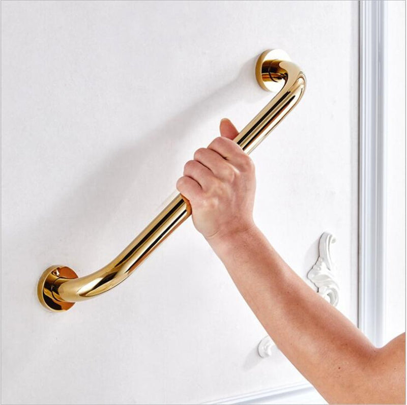 Inchant Solid Brass Grab Bar Bathroom Golden Hand Rail Shower Grip Concealed Wall Mounting 30cm - BeesActive Australia
