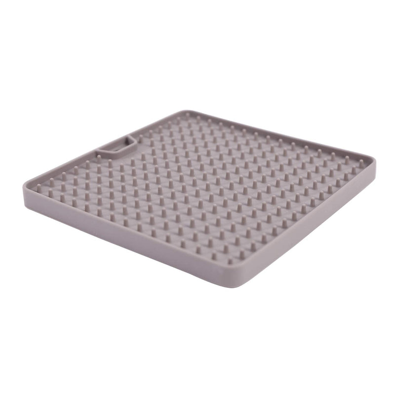 Messy Mutts & Cats Silicone Reversible Interactive Feeding and Licking Mat | 5.5” x 5.5” | Slow Feeder for Boredom & Anxiety | Lick Pad for Cats & Small Dogs | Grey - BeesActive Australia