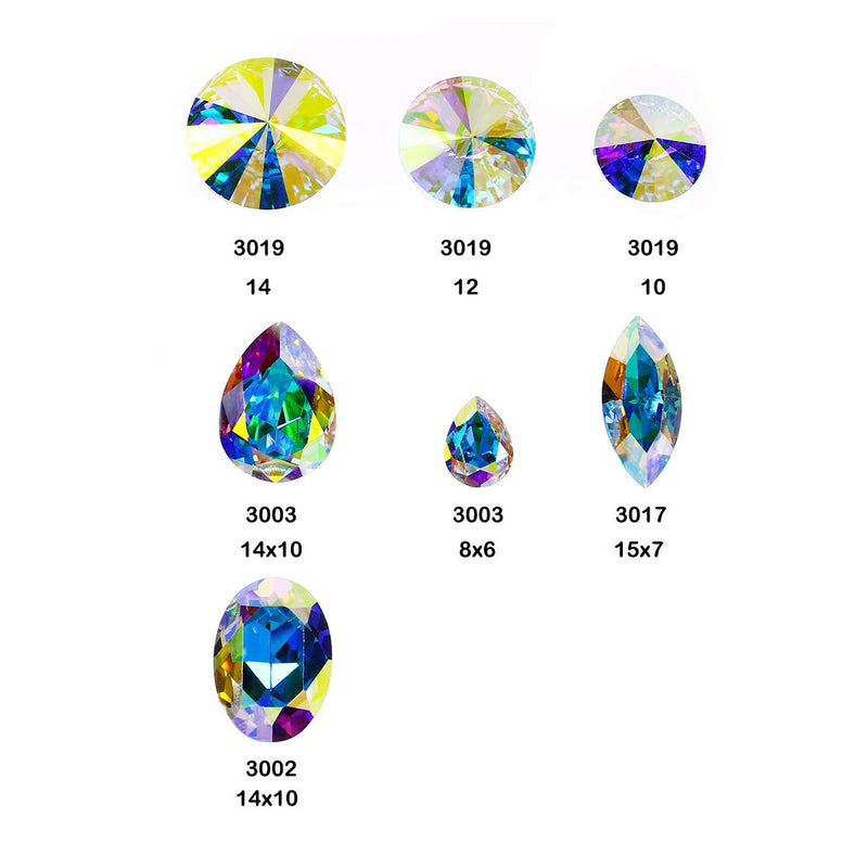 Dongzhou K9 Glass Crystal AB Nail Rhinestones 42pcs Pointed Back Crystals Mix Sizes Gems Stones Decorations Set For Nail Art Clothing Jewelry shoes bags, Especially for Nails Design - BeesActive Australia