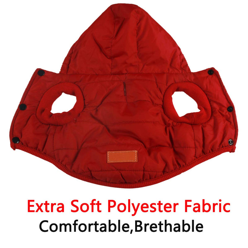 Vecomfy Fleece and Lining Extra Warm Dog Hoodie in Winter,Small Dog Jacket Puppy Coats with Hooded Small (Pack of 1) Red - BeesActive Australia