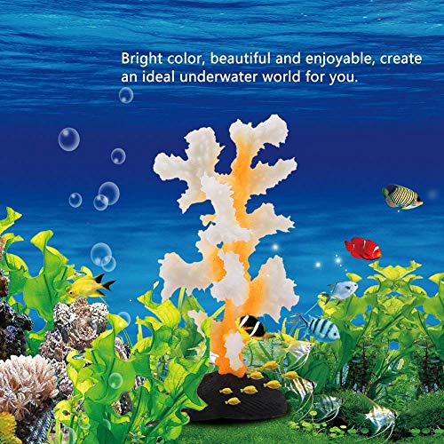 Hffheer Aquarium Artificial Coral, Fish Tank Artificial Coral Simulation Plant Luminous Silicone Coral for Fish Tank Landscape Decoration Aquarium Ornaments Yellow - BeesActive Australia
