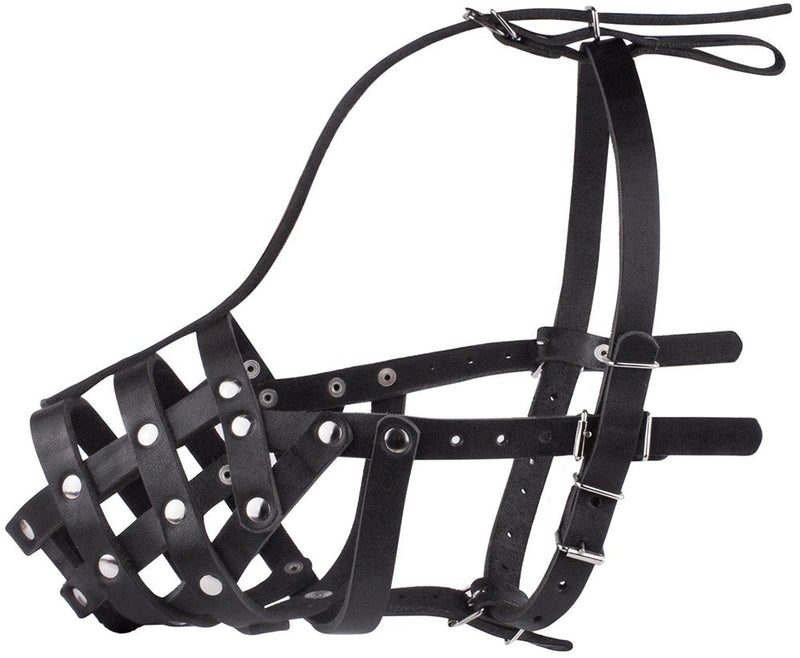 CollarDirect Leather Dog Muzzle German Shepherd Dalmatian Doberman Setter Basket Medium Large Breeds Pink Gray L Chestnut Brown - BeesActive Australia