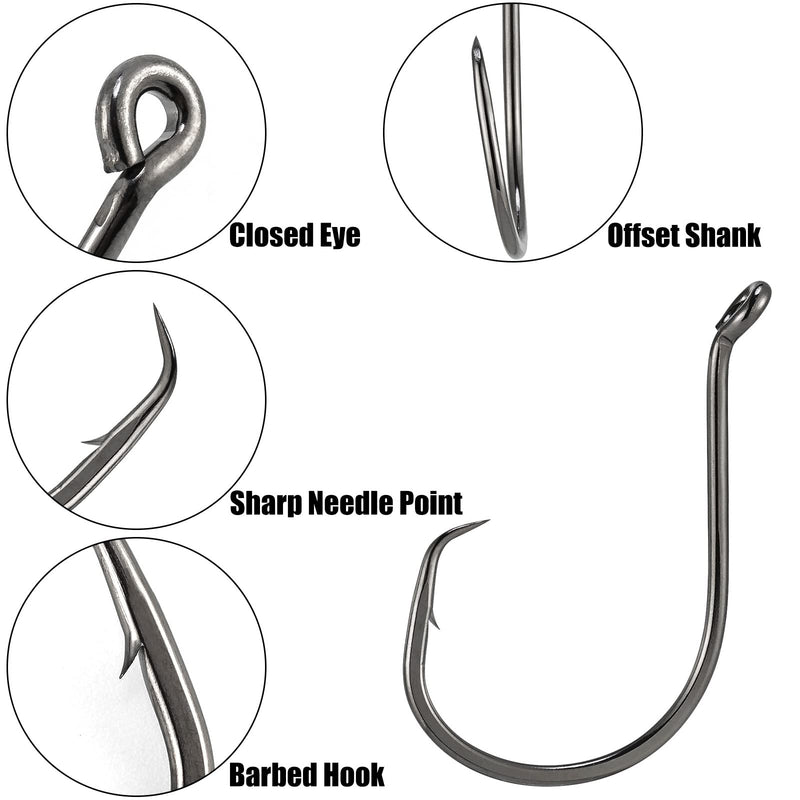 Dr.Fish 100 Pack Fishing Octopus Circle Hook Live Bait Hook Black Nickel Sharp Offset Wide Gap Surf Fishing Catfish Bass Carp Bluegill Tuna Freshwater Saltwater #8-10/0 - BeesActive Australia