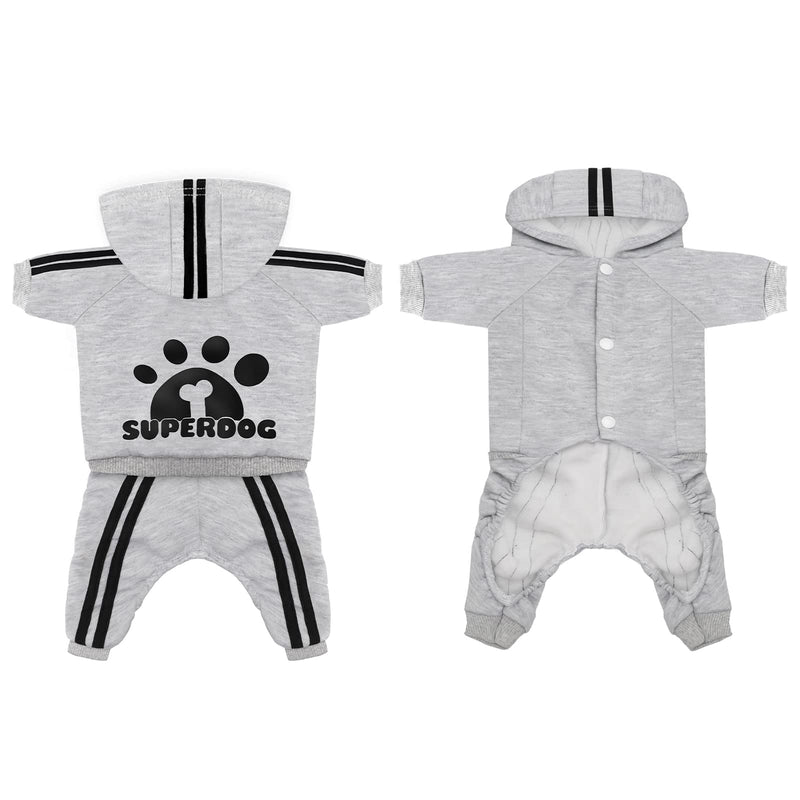 LONTEPET Dog Hoodie 4 Legs Jumpsuit for Small Dogs Puppy Clothes Dog Pullover Sweatshirt Cotton Doggie Winter Coat Cat Apparel XX-Small GREY - BeesActive Australia