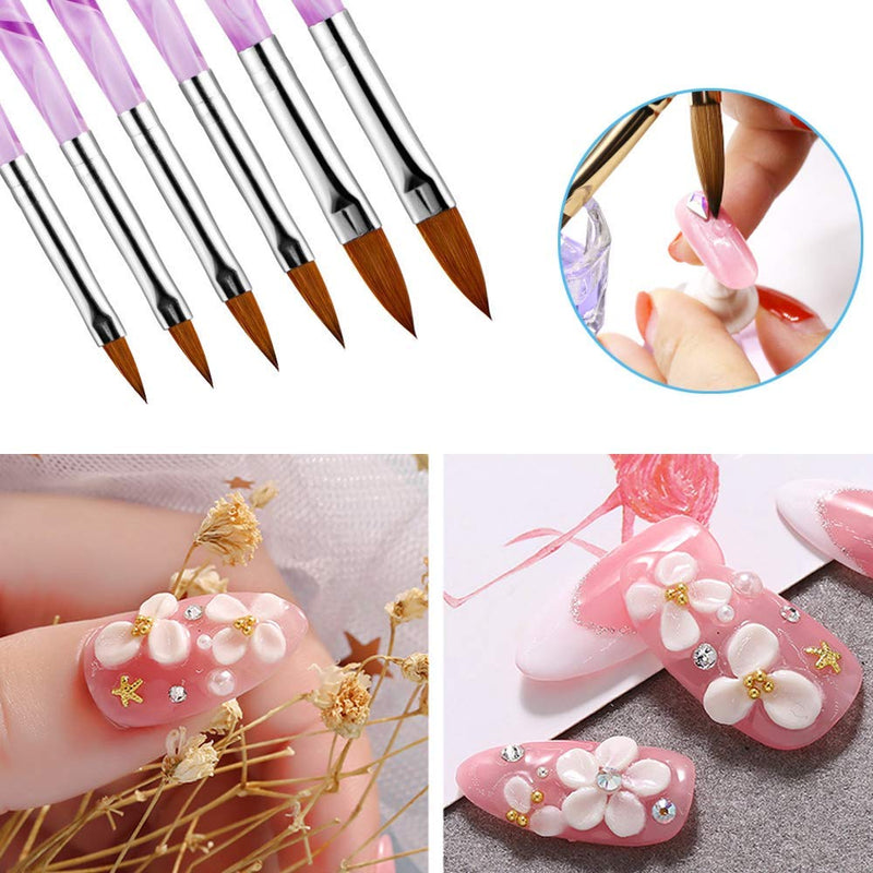 6Pcs Acrylic Nail Brush Set with 2Pcs Nail Art dappen dish, Kalolary 2 In 1 Nail Acrylic Liquid Powder Dappen Dish Mini Glass Nail Cup Acrylic UV Gel Brush Nail Pen Holder Crown Nail Glass Dish - BeesActive Australia