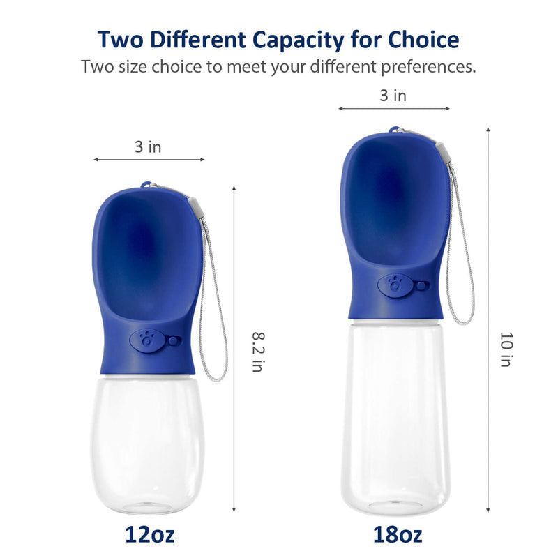 WePet Portable Dog Water Bottle with Food Container, 12 OZ, 19 OZ, Leak Proof Puppy Water Dispenser with Drinking Feeder for Pets Outdoor Walking, Hiking, Travel, Food Grade Plastic #01 Navy Blue - BeesActive Australia