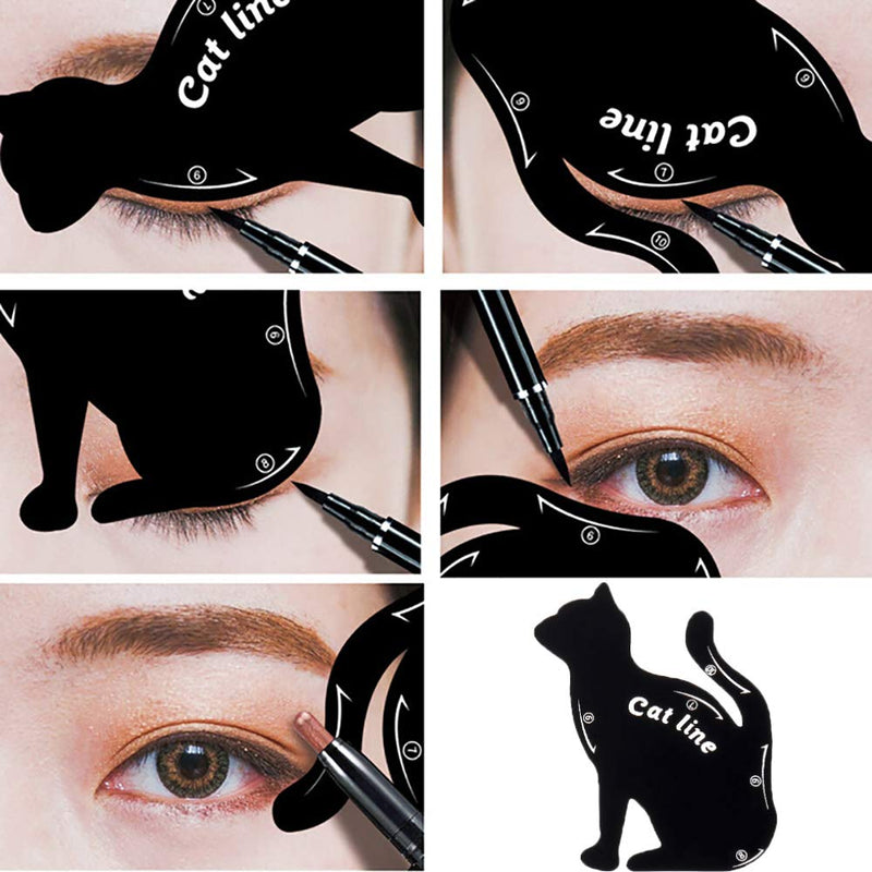 YASUOA 16 Pieces Eyeline Stencil Cat Line Eye Makeup Template Plastic Multifunction Black Eyeshadow Guide Tools, for Women Girls Beginner Beauty - BeesActive Australia