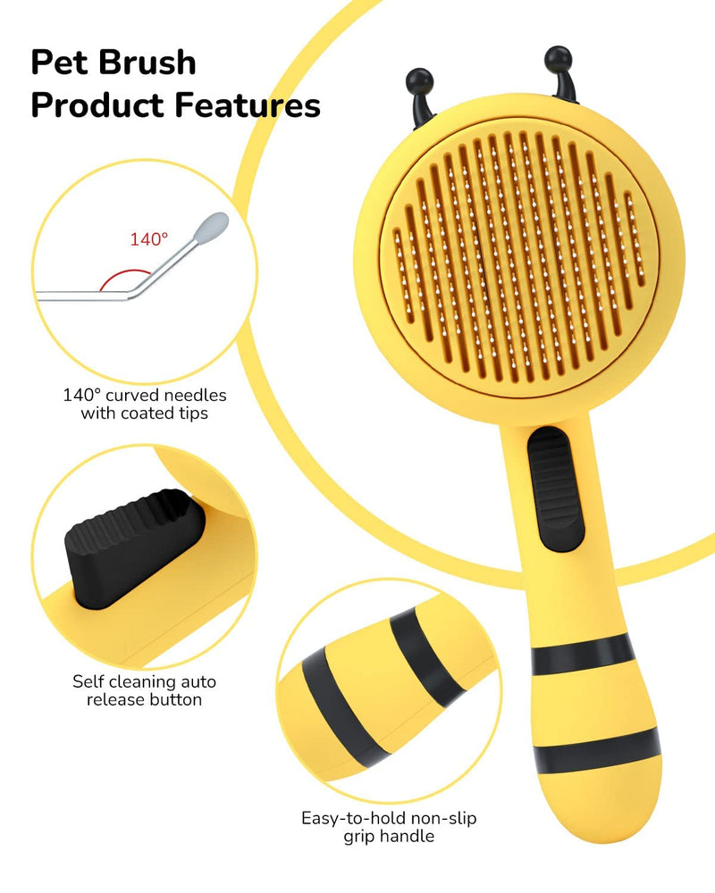 Beenefits 2022 Newest Design Self-Cleaning Slicker Brush for Dogs and Cats - The Ultimate Dog Brush for Shedding Hair, Fur, - Comb for Grooming Long Haired & Short Haired Dogs, Cats, Rabbits, & More - Deshedding Tool, Cat Brush - BeesActive Australia
