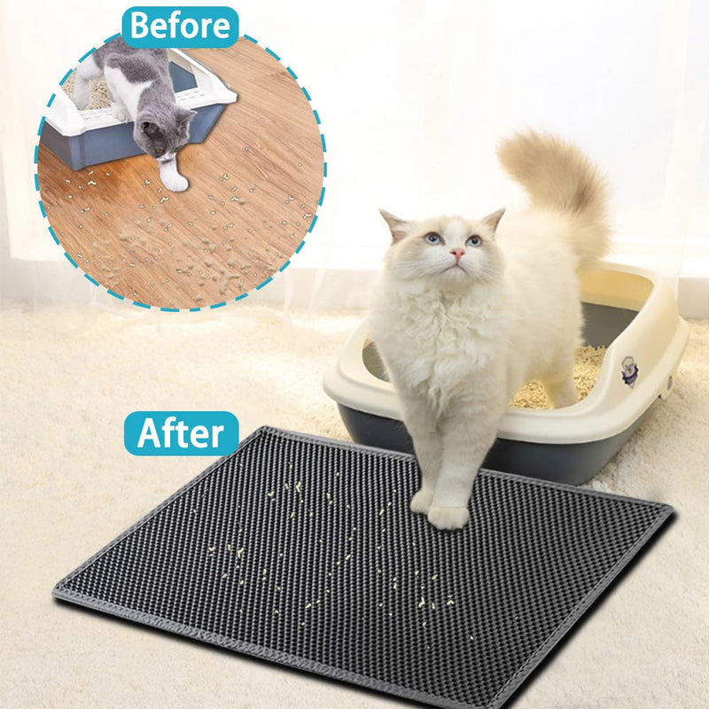 kaxionage Cat Litter Mat, Litter Box Mat,Honeycomb Double Layer Trapping Litter Mat Design,Waterproof Urine Proof Kitty Litter Mat,Easy Clean Scatter Control 15" X 24" 1Pack Grey - BeesActive Australia