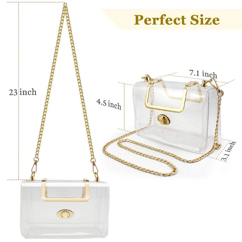 MOETYANG Womens Transparent Clutch Clear Purse Crossbody with Golden Chain Strap PGA Stadium Approved Bags - BeesActive Australia