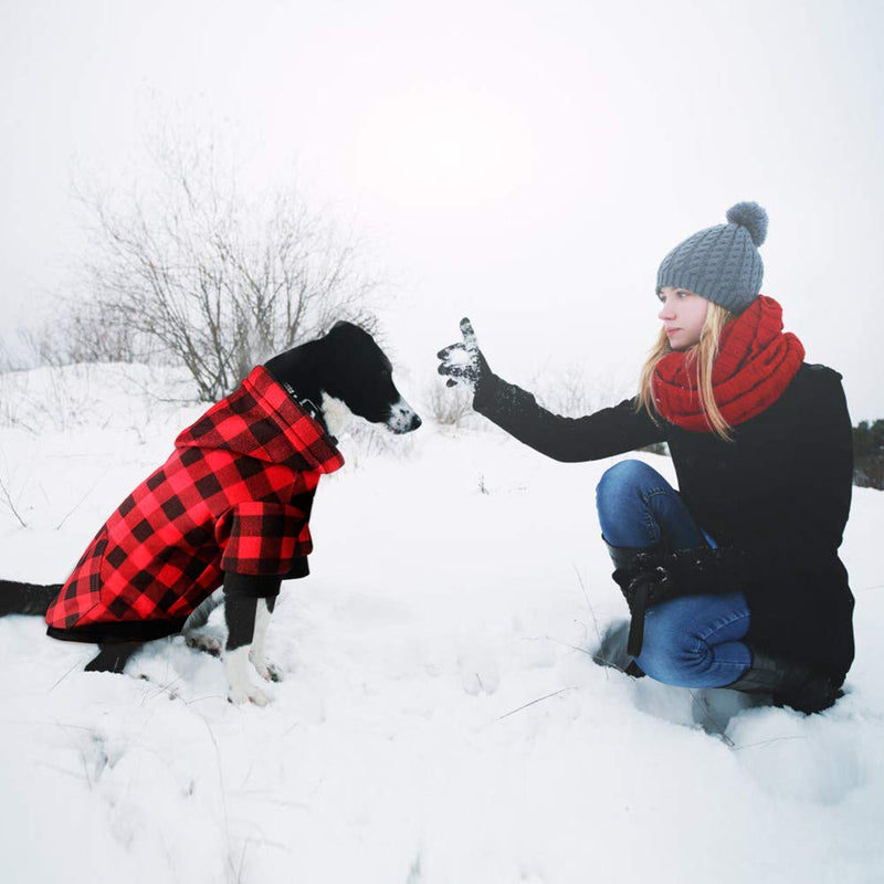Mtliepte Red Plaid Dog Hoodie Sweater for Dogs Pet Clothes with Hat and Pocket XL - BeesActive Australia