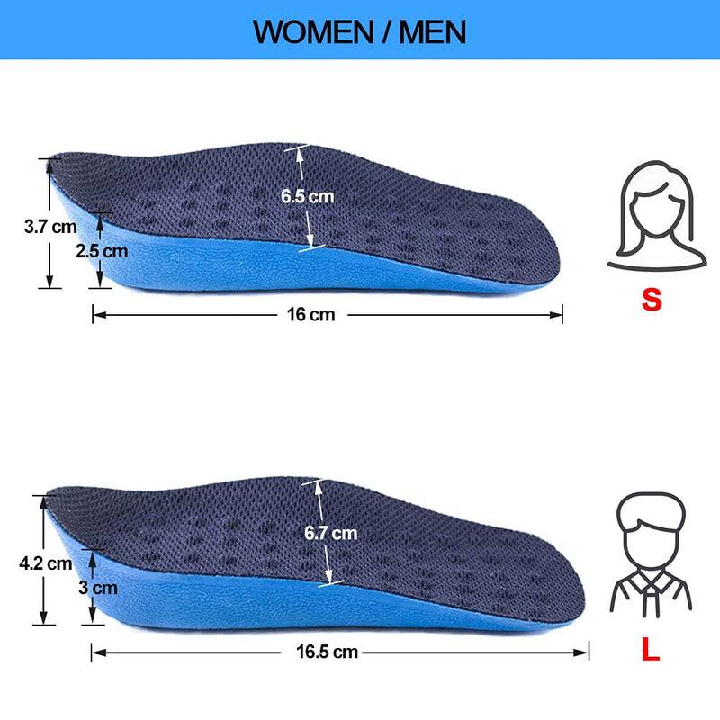 Ailaka Height Increase Insoles (Can be worn in socks), Arch Support Half Inserts Shock Absorption Heel Lifts Cushion Pads for Men & Women S Blue - BeesActive Australia