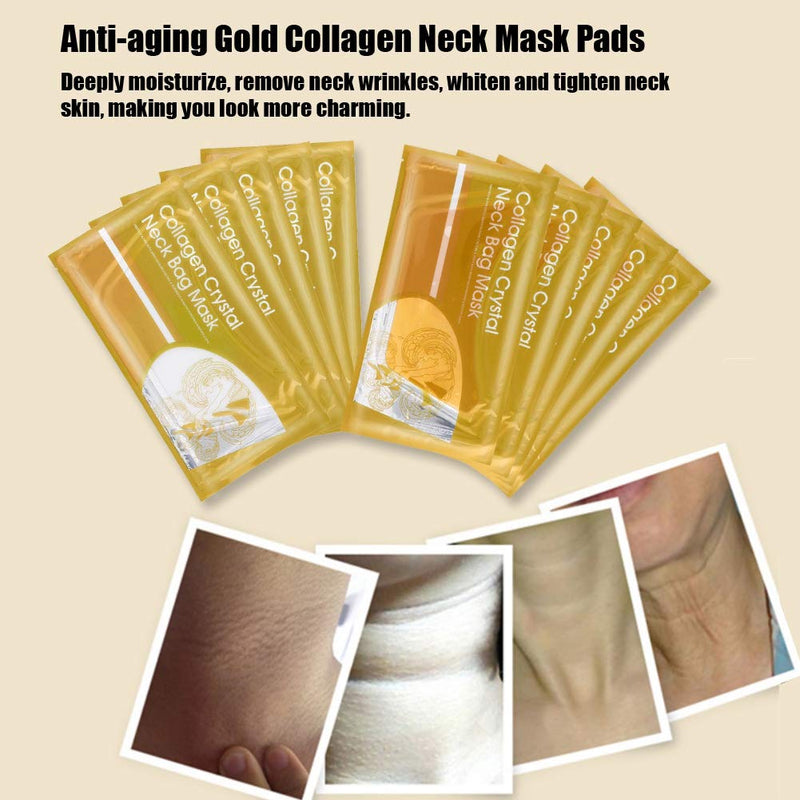 Collagen Neck Mask, 5 Sheets Neck Mask Anti-wrinkles Collagen Neck Pads Patch Skin Whitening Firming Moisturizing Neck Lift Mask (gold) gold - BeesActive Australia