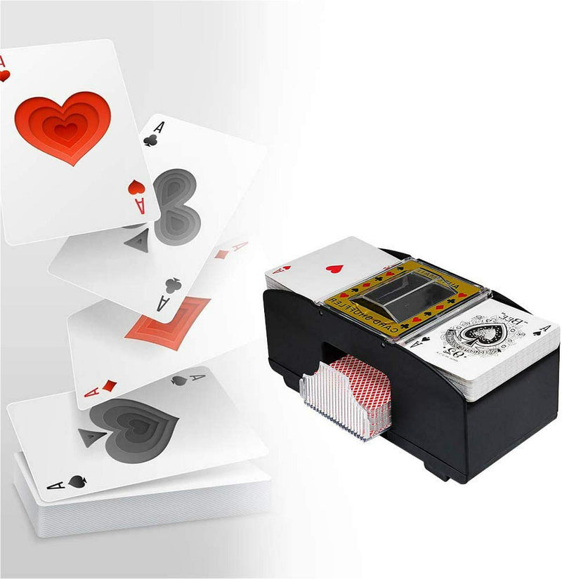 BUTIAN Automatic Poker Card Shuffler，1-2 Decks Poker Shuffles Card Shuffler Machine, Battery-Operated Electric Shuffler for Home Party Club Game black - BeesActive Australia
