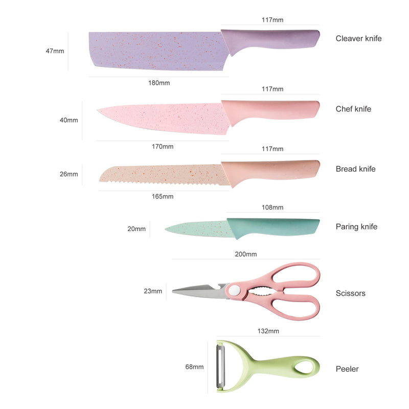 DREAMYDAWN Ultra Sharp Multicolor Kitchen Knife Set - Ergonomic Handle, Non-Stick & Easy to Clean - Perfect for Women - BeesActive Australia