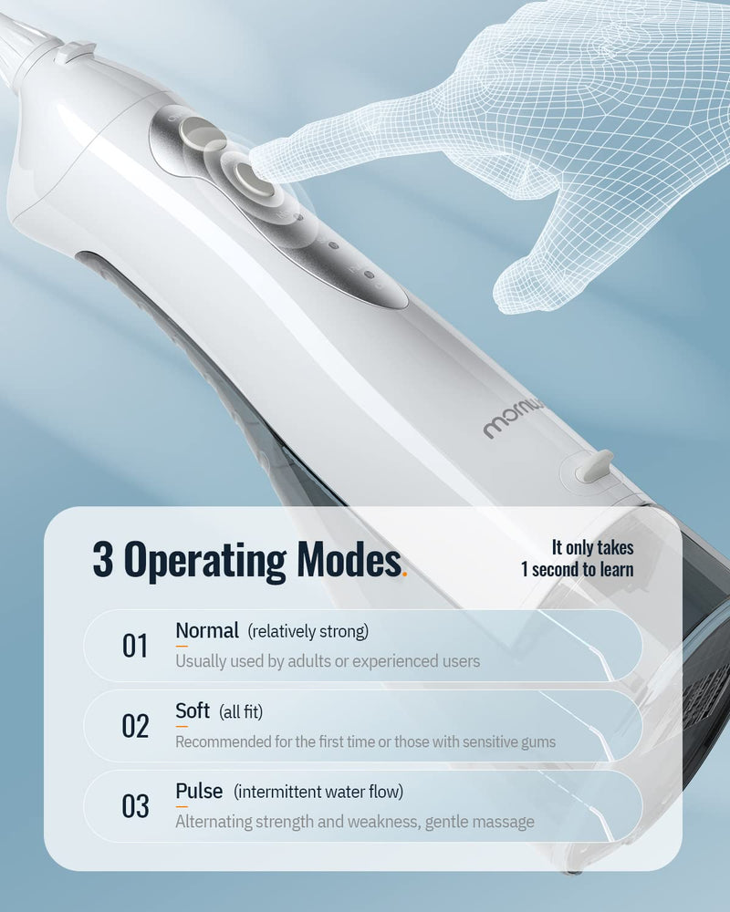Water Flosser for Teeth,Mornwell Portable Oral Irrigator Water Dental Flosser IPX7 Waterproof 330ML 3 Modes 4 Jet Tips Deep Clean Helps Whiten Teeth, USB Rechargeable for Travel with FDA Approved White - BeesActive Australia