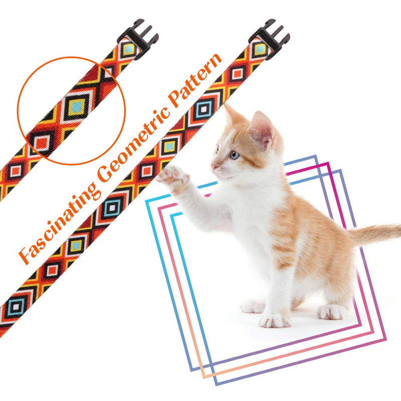 Cat Harness and Leash Set Geometric Pattern Escape Proof Adjustable for Kitty Outdoor Walking Orange - BeesActive Australia