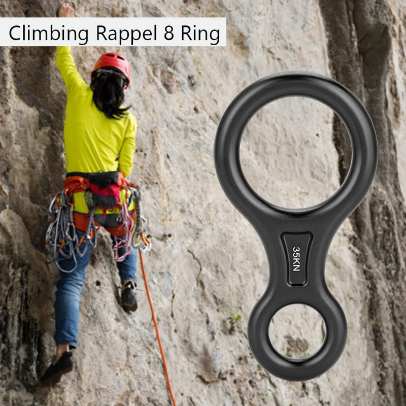 SolUptanisu Climbing,Climbing Rappel 8 Ring, 35KN Figure 8 Aluminum Descender Rappel Ring Rock Climbing Rescue Gear for Rappelling Belaying Climbing (Black) - BeesActive Australia