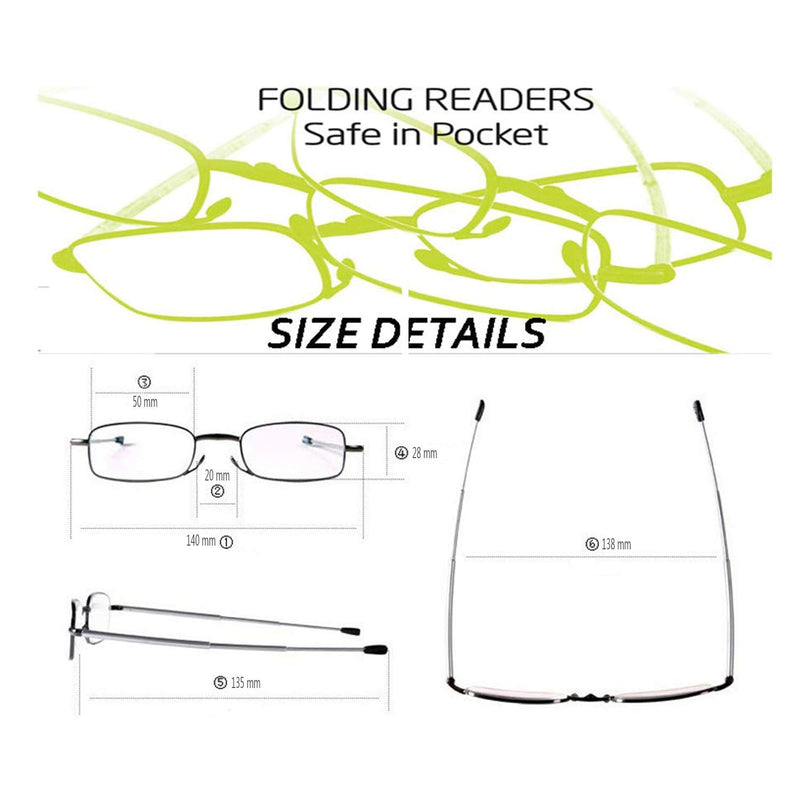 Folding Reading Glasses Portable Mini Reading Glasses,Portable Compact Folding Reading Glasses for Men and Women Black +1.0 - BeesActive Australia