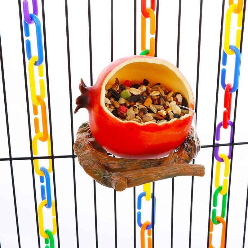 Bird Feeder Fruit Shape with Clamp Holder Cage-Pet Food & Water Bowl Parrot Food Box for Bird Macaw Budgie Parakeet Conure Lovebird Finch (Pomegranate Shape) - BeesActive Australia