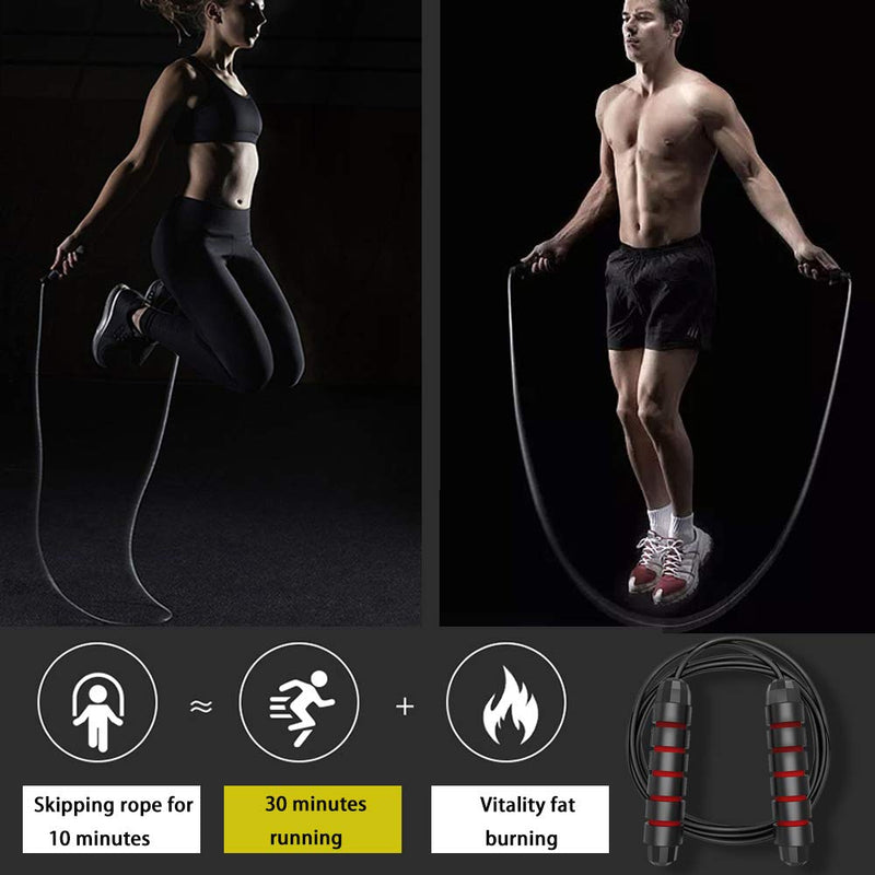 mwellewm Jump Rope Tangle-Free Rapid Speed with Ball Bearings Steel Wire Foam Handles for Women Men Kids Aerobic Exercise Gym Fitness, Home Exercise Slim Body - BeesActive Australia