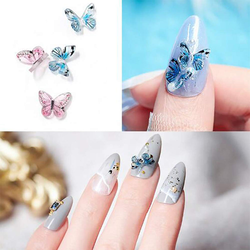 4 Boxes Butterfly Nail Art 3D Nail Rhinestones Crystals Metal Rivets for Acrylic Nails Butterfly Resin Nail Flakes Decoration Kit Manicure Nail Art Design - BeesActive Australia